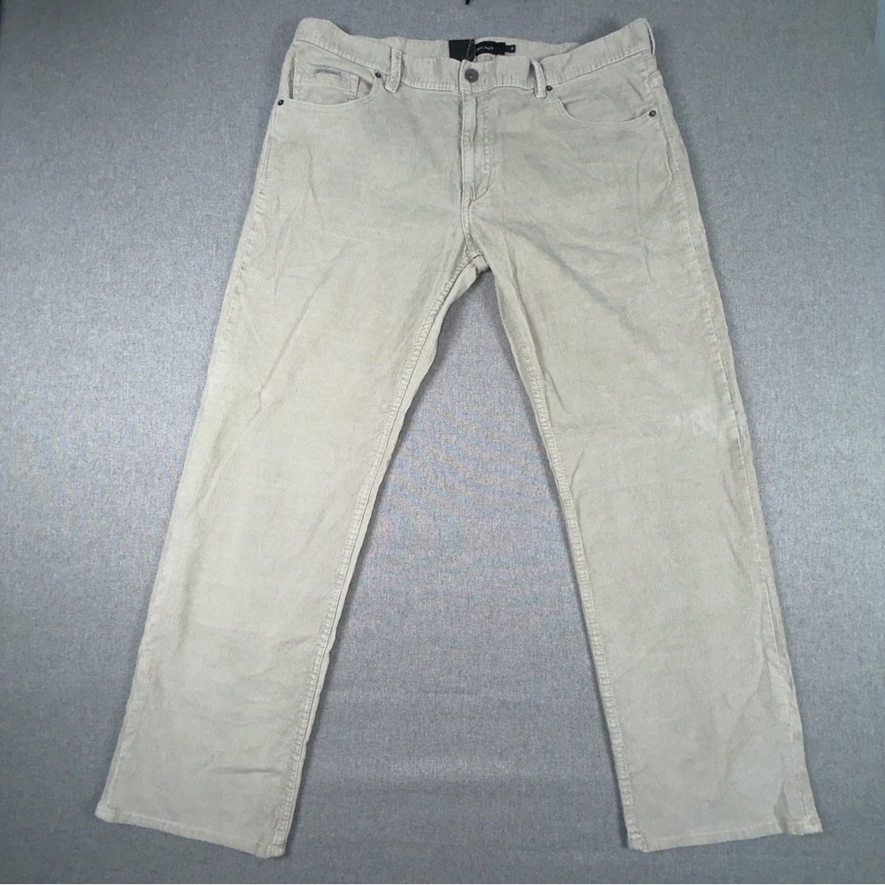 CALVIN KLEIN Corduroy Pants Mens 40 32 Beige Corduroy PANTS Flat Front 5 Pocket